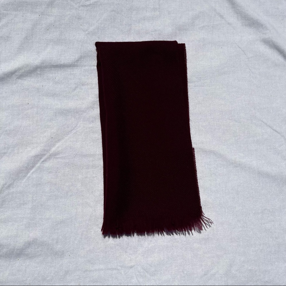 Burgundy Fringe Edge Scarf - Picture 2 of 4